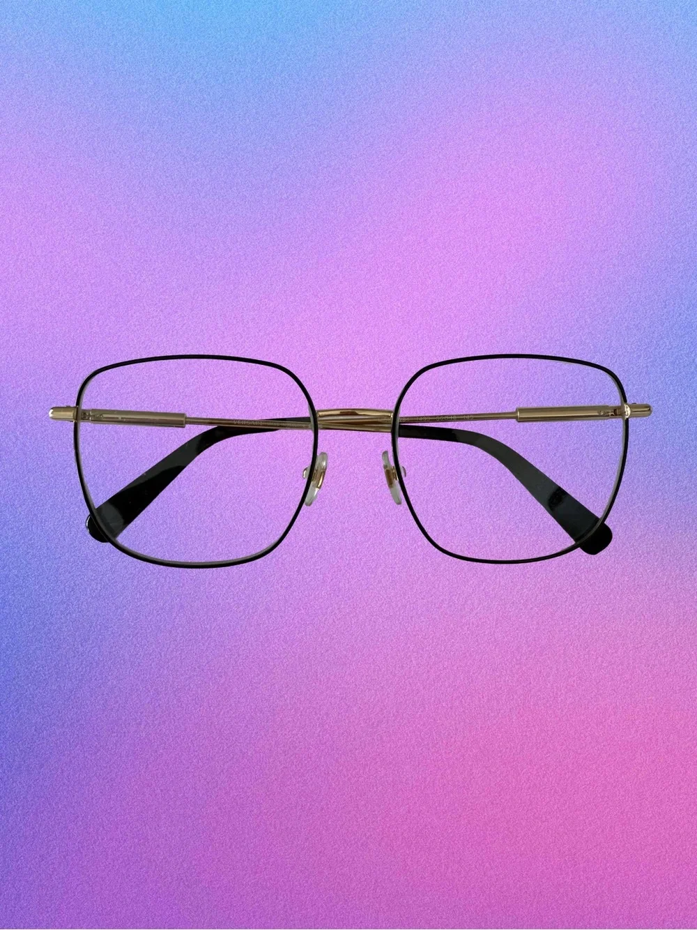 Versace Gold and Black Square Metal Frame Glasses
